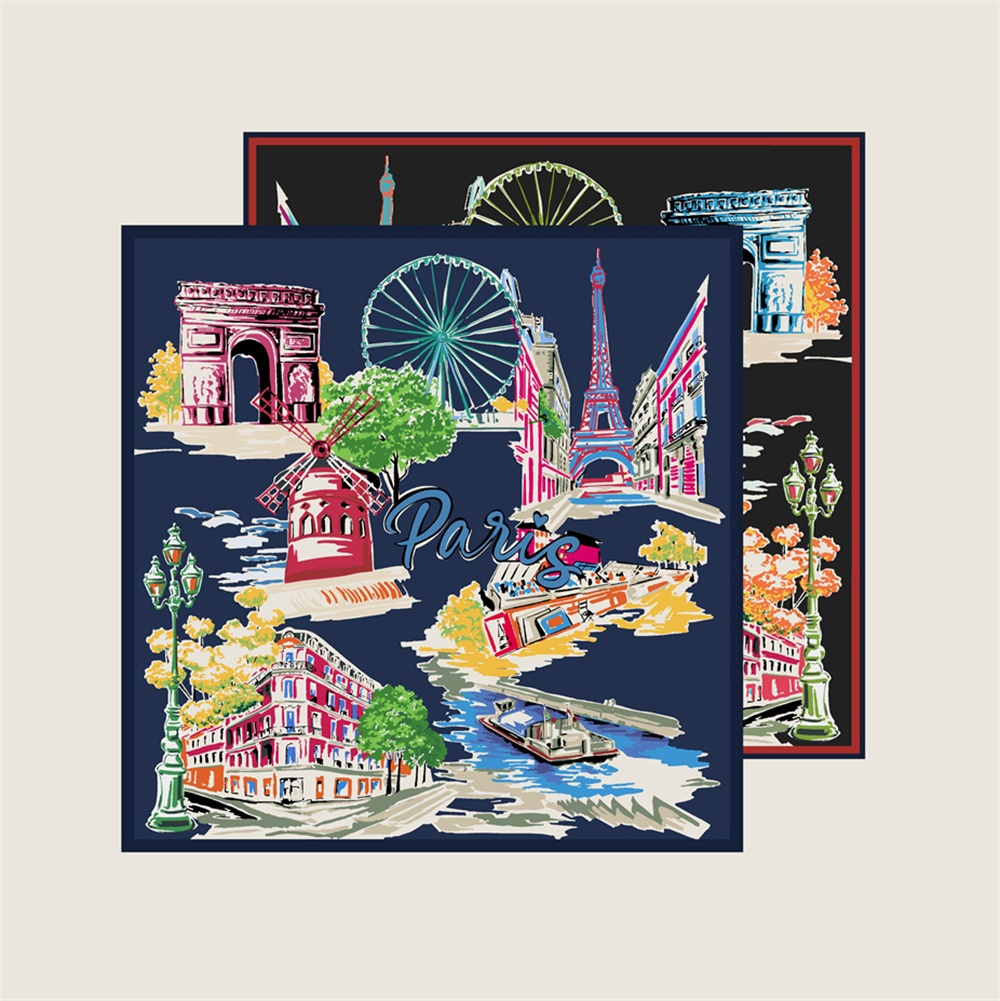 Face Scarf Mask - 90CMTwill シルクスカーフ女性ダブルプリントスクエアスカーフラップカールエシャルプスカーフファムヒジャブ