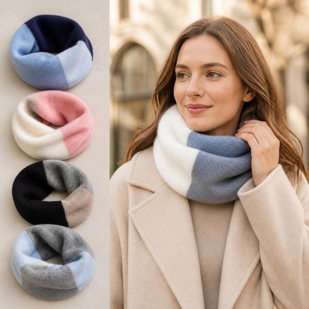 Infinity Scarf Knit - ソフトな配色が施された、無限に広がるデザインのニット製ネックウォーマー。防風性があり、伸縮性のある暖かい裏地が付いており、女性にぴったりのネックカバーです。