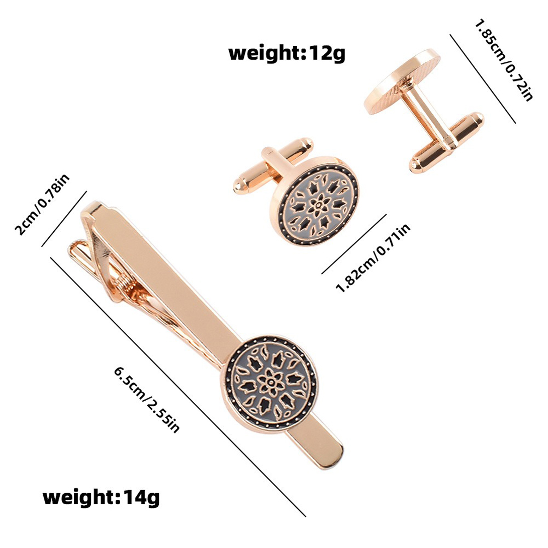 金属製の丸型、ヴィンテージ風の花柄マンダラ模様のカフスボタン - Tie Bar Set Gift のレビューと価格