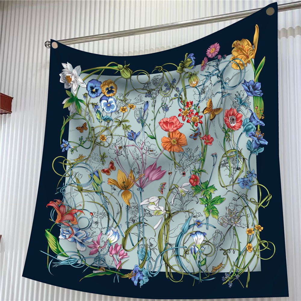 シルクスカーフ女性花柄プリント正方形スカーフヘッドエシャルプ - Face Scarf Mask のレビューと価格
