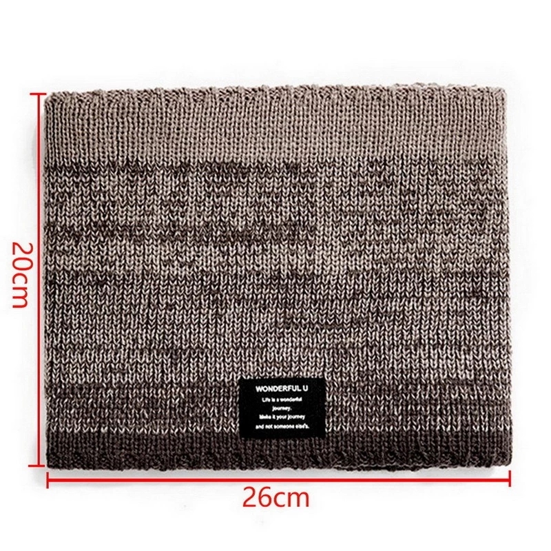 冬のスカーフ男性フリースリングバンダナニット暖かい固体スカー - Muffler Men Wool のレビューと価格