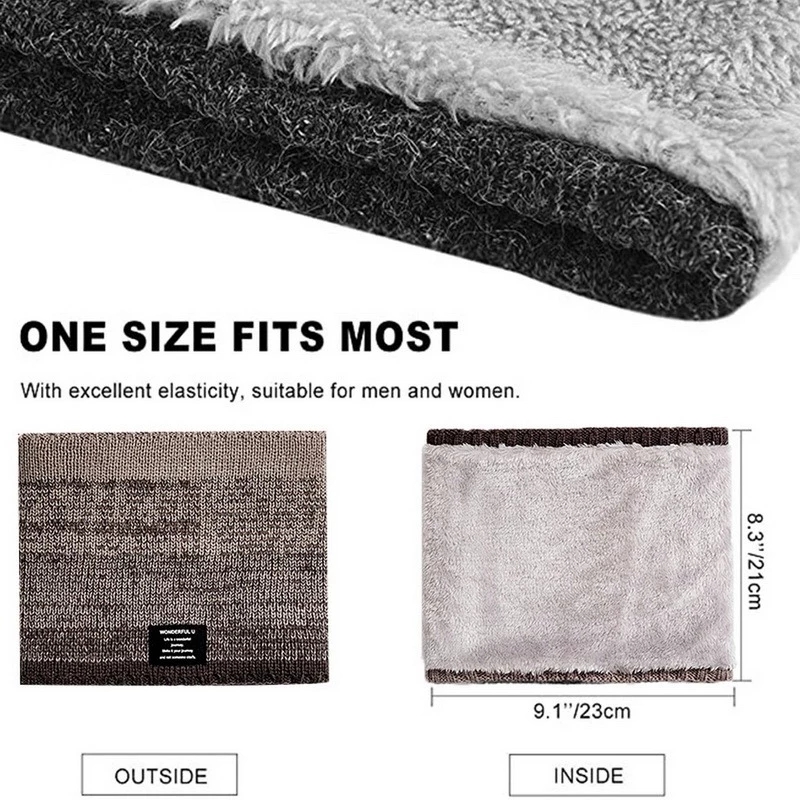 冬のスカーフ男性フリースリングバンダナニット暖かい固体スカー - Muffler Men Wool のレビューと価格