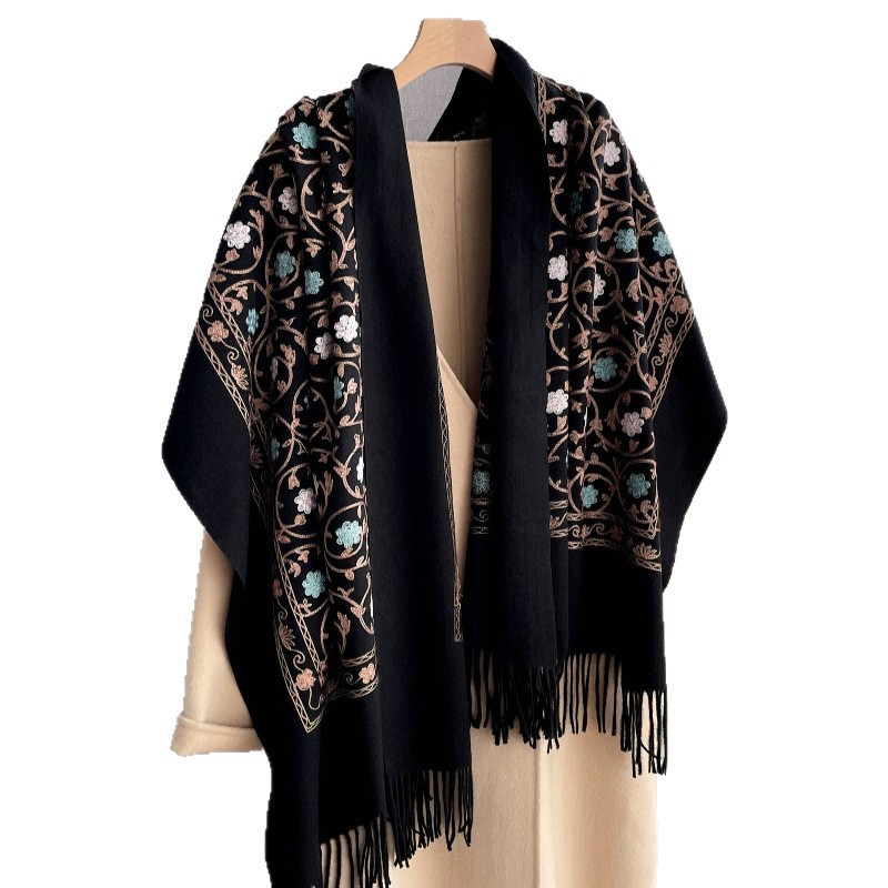 2025年新作 刺繍入りカシミヤスカーフ レディース 冬用シ - Woven Scarf Blanket のレビューと価格